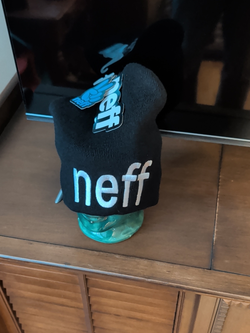 Neff Black Beanie with White Logo